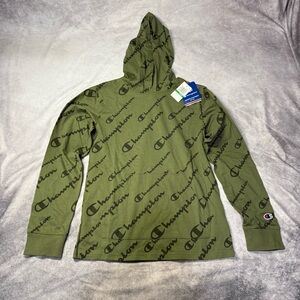 Champion Olive Logo Print Hoodie